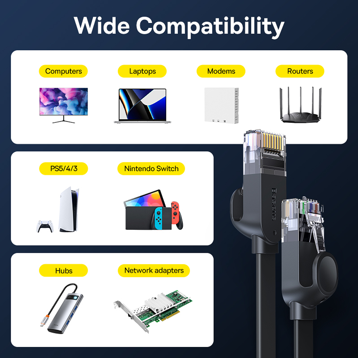 CABLE ETHERNET BASEUS CAT 6 - 3 METROS 6