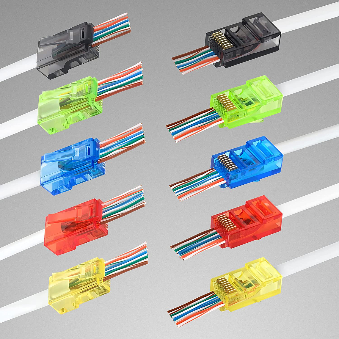 CONECTOR RJ45 CAT 6 - ZOERAX - PLASTICO DE COLORES - 100 UNIDADES 5