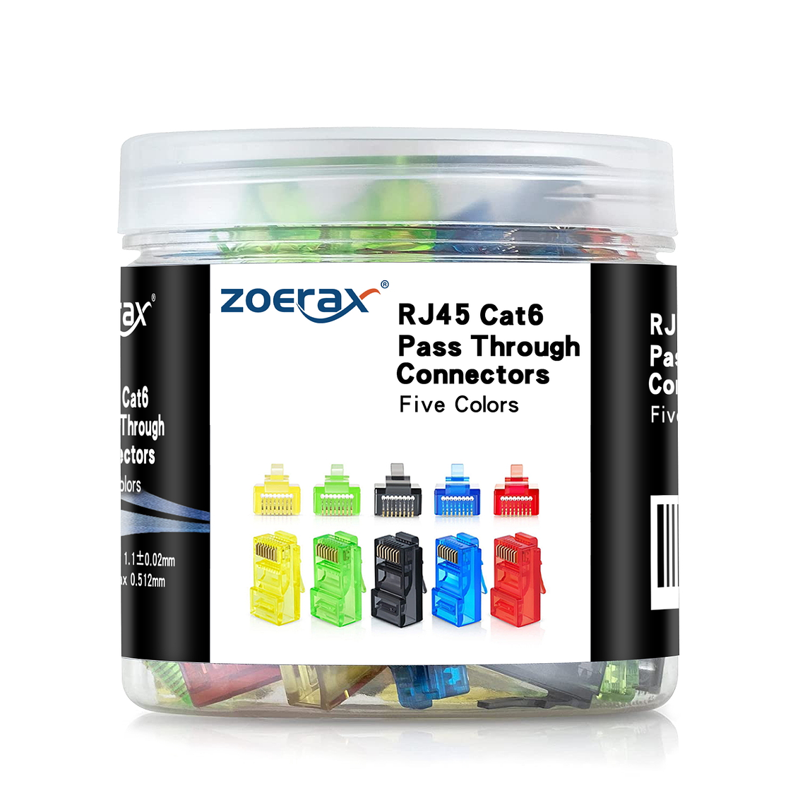 CONECTOR RJ45 CAT 6 - ZOERAX - PLASTICO DE COLORES - 100 UNIDADES 2