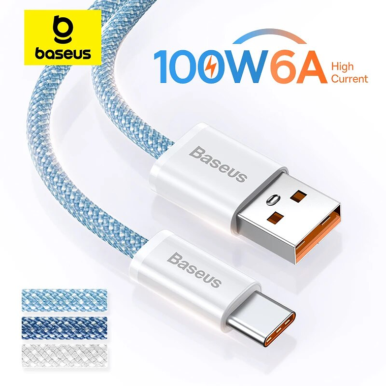 CABLE BASEUS USB  A - USB C - 100W - CARGA RAPIDA - 1MT - AZUL CLARO 1