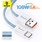 CABLE BASEUS USB  A - USB C - 100W - CARGA RAPIDA - 1MT - AZUL CLARO - Miniatura 1