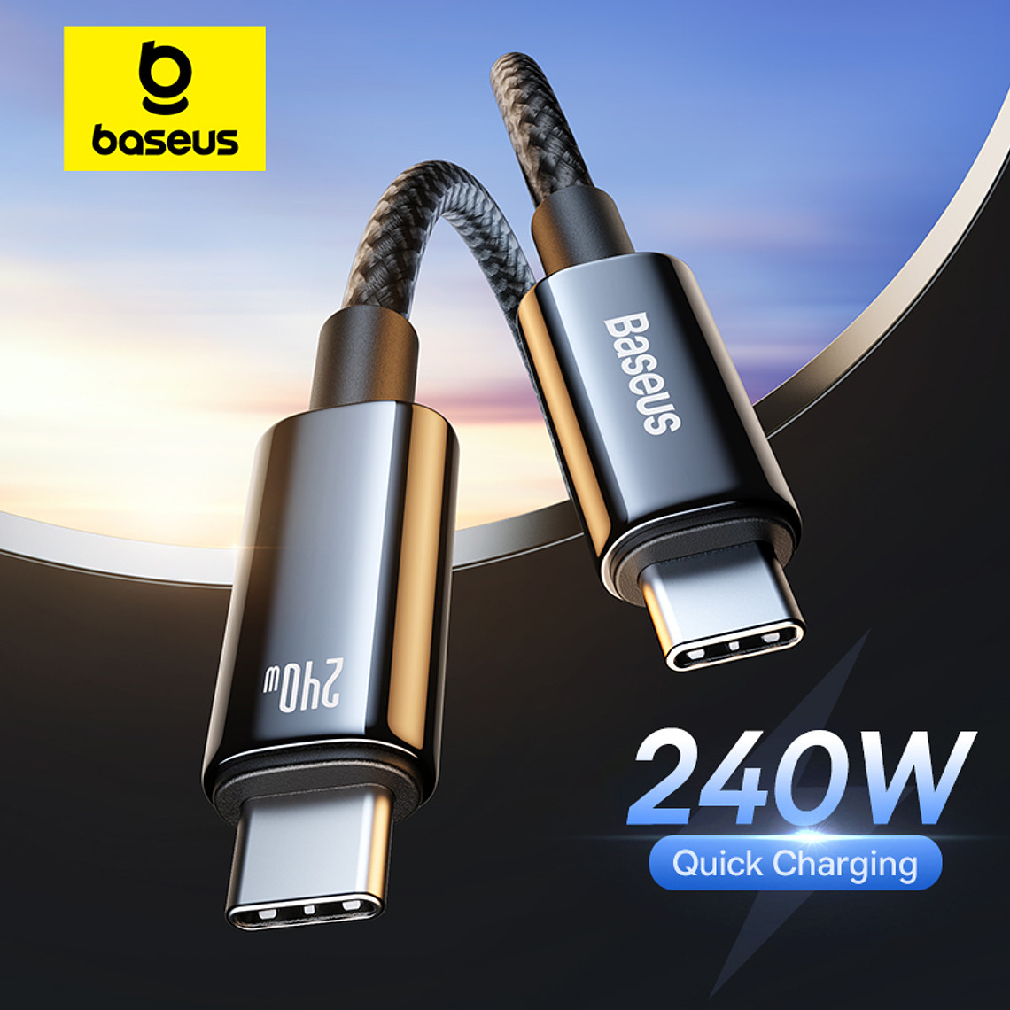 CABLE BASEUS USB C a C - 240W - CARGA RAPIDA - 1 METRO 1