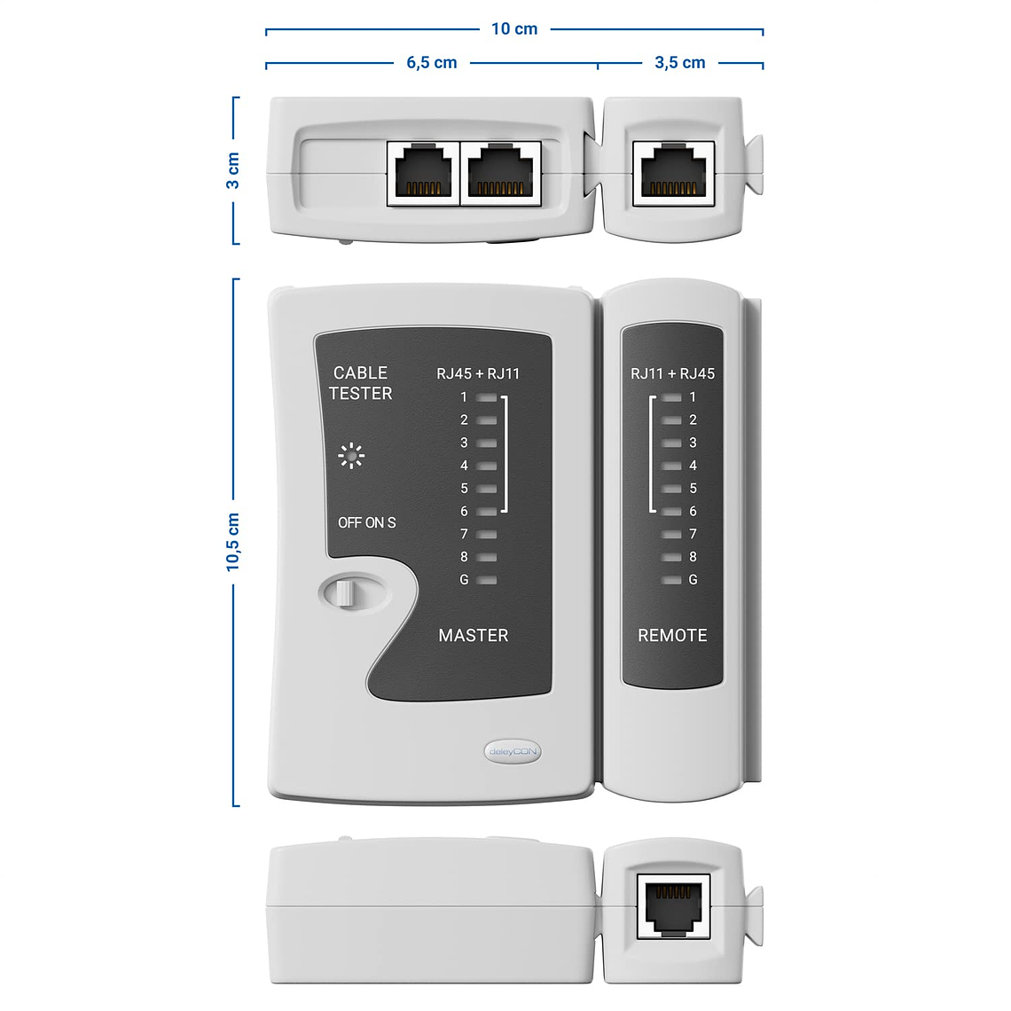 Testeador Ethernet Rj45 - Rj11 - Zoerax - Blanco 2