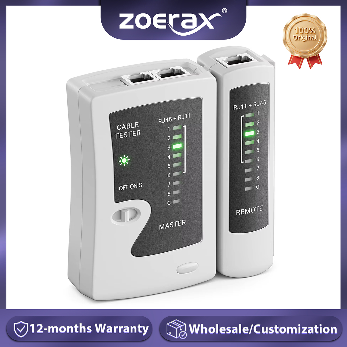 Testeador Ethernet Rj45 - Rj11 - Zoerax - Blanco 1