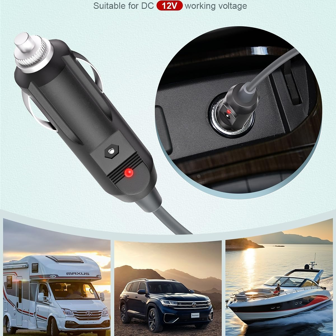Cable de Alimentación Auto Para Starlink Mini - 5 Metros - Extensión 12V DC Conector Cigarrera Camping 6