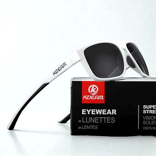 Lentes de Sol KDEAM Polarizados Marco Blanco - Lente Oscuro Clásico UV400 Estilo Urbano