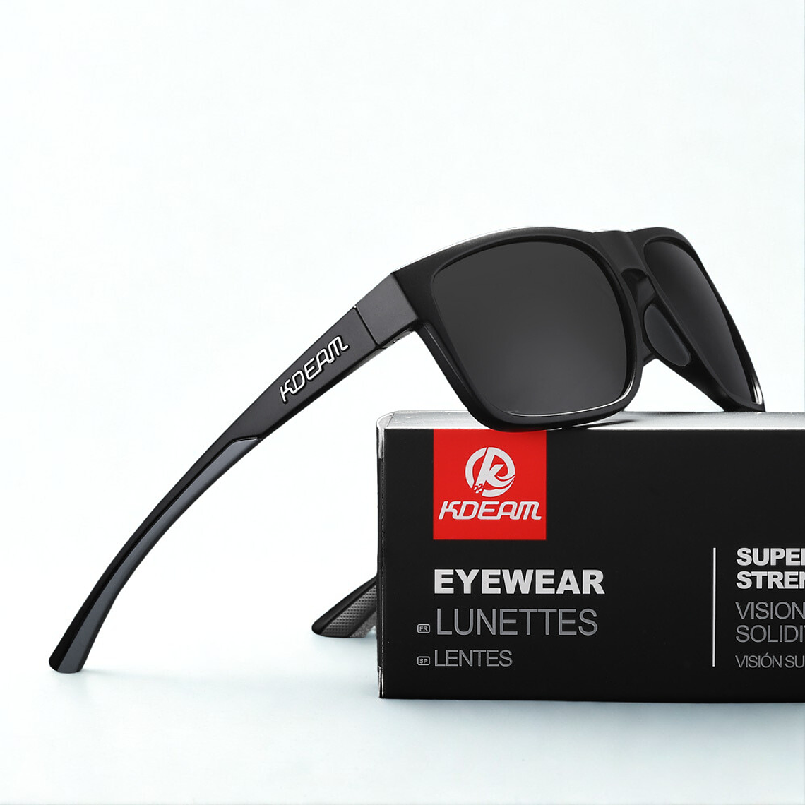 Lentes de Sol KDEAM Polarizados Marco Negro - Lente Oscuro Clásico UV400 Estilo Urbano 1