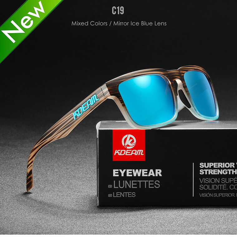 Lentes de Sol KDEAM Polarizados Marco Marrón - Modelo C19 Lunas Celestes UV400 para Conducir 3
