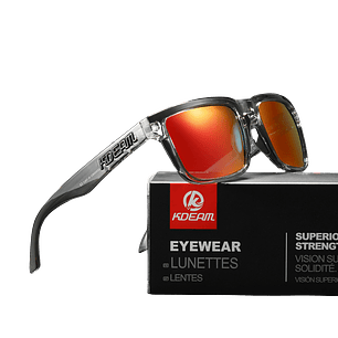 Lentes de Sol KDEAM Polarizados Marco Transparente - Modelo C18 Lunas Espejo Rojo UV400 para Conducir