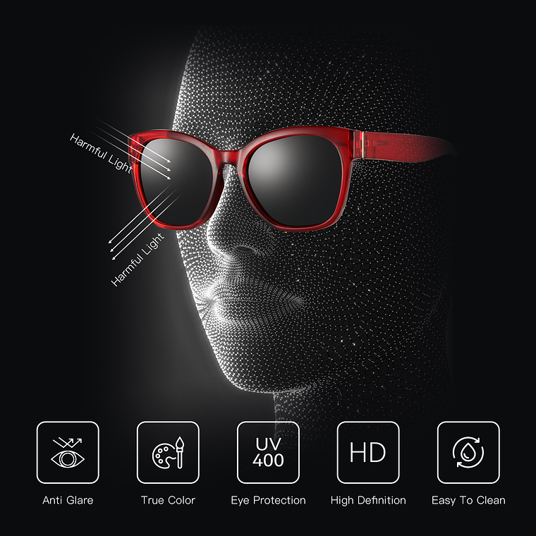 Lentes de Sol Zenottic Polarizados Marco Negro - Modelo ZS2204-006 UV400 Montura de Mariposa 3