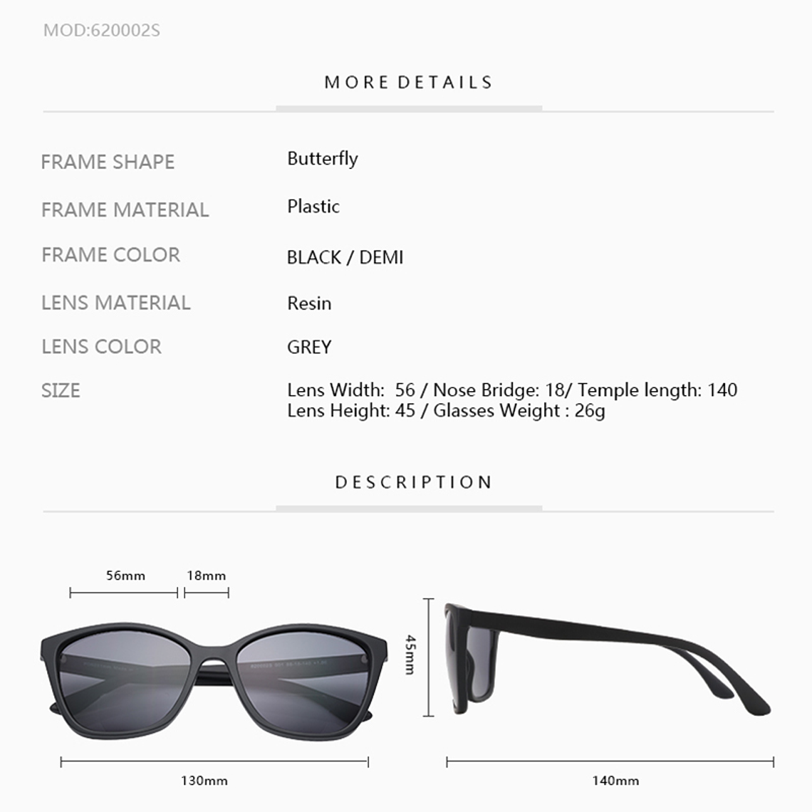 Lentes de Sol con Aumento para Lectura – Bifocales Zenottic Estilo Mariposa (Graduación +1.00 a +3.50) 2