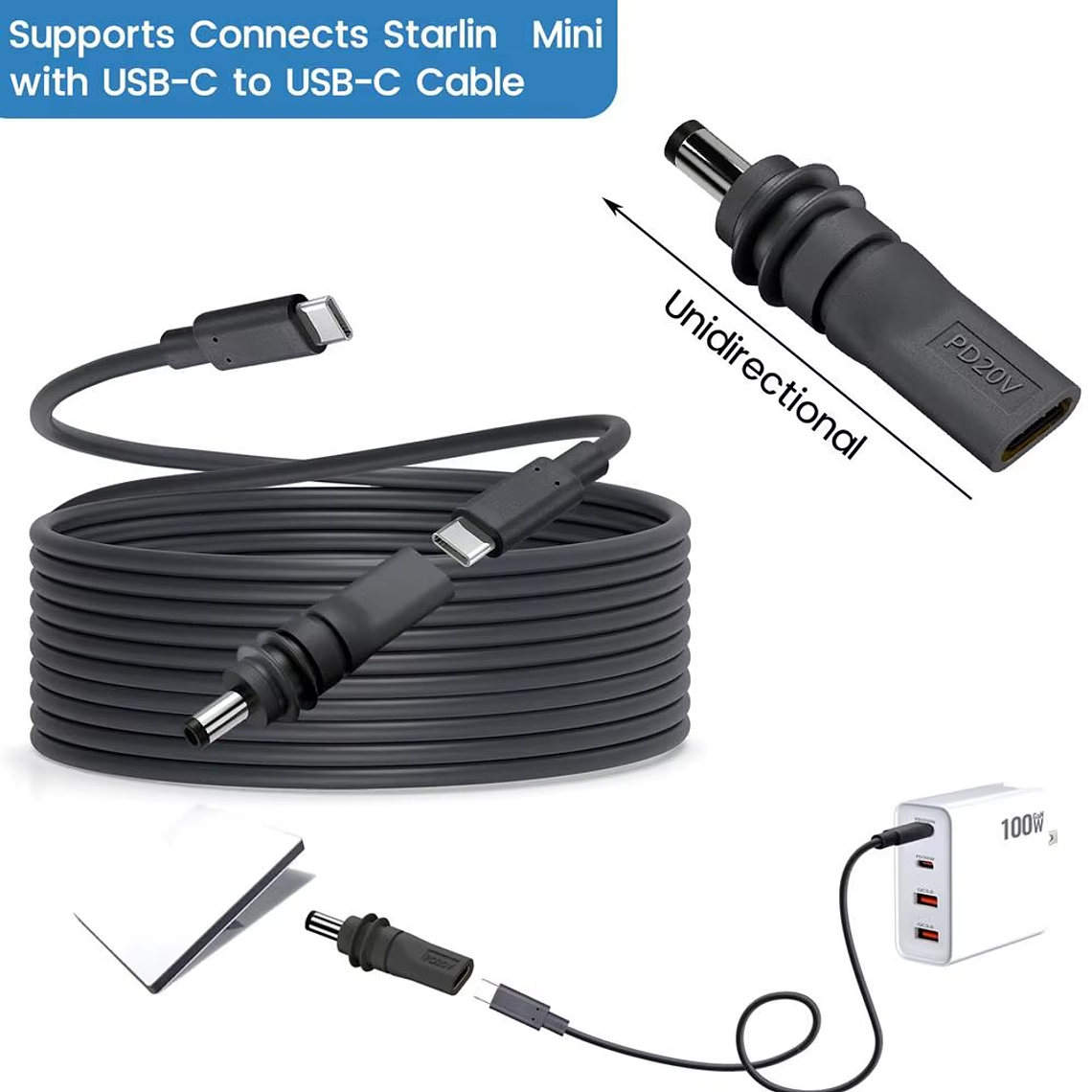 Adaptador Para Starlink Mini USB-C Hembra a DC Macho - 100W 2