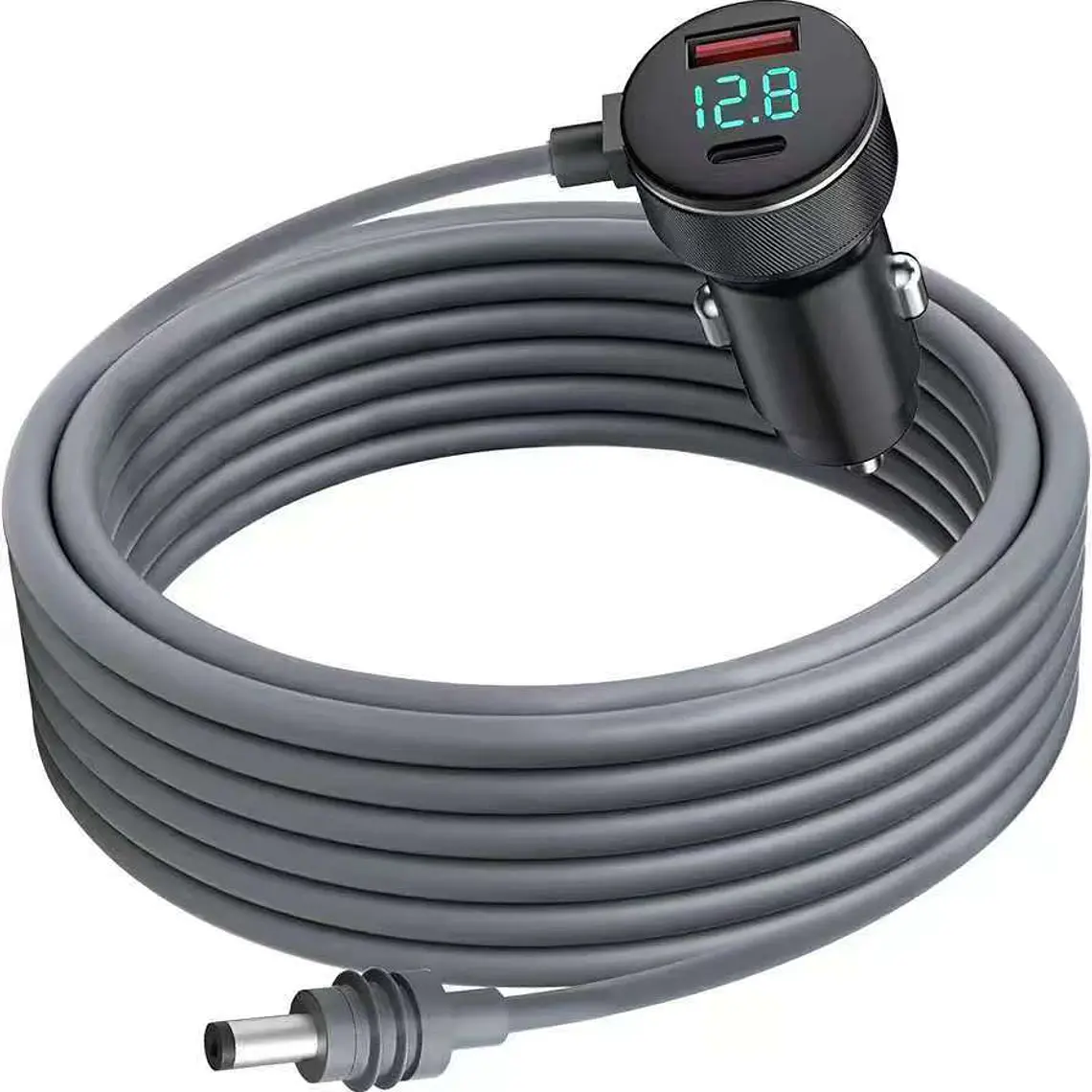 Cargador de Auto Para Starlink Mini 3 en 1 con Pantalla Digital - 2 Metros - Monitor de Voltaje y Puertos USB A y C 5