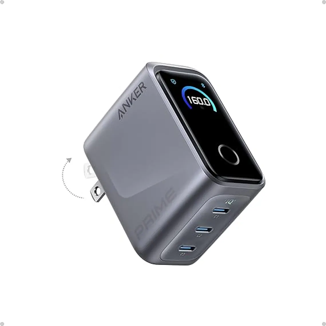 Cargador Anker Prime 160w Gan Con Pantalla Táctil Smart 1