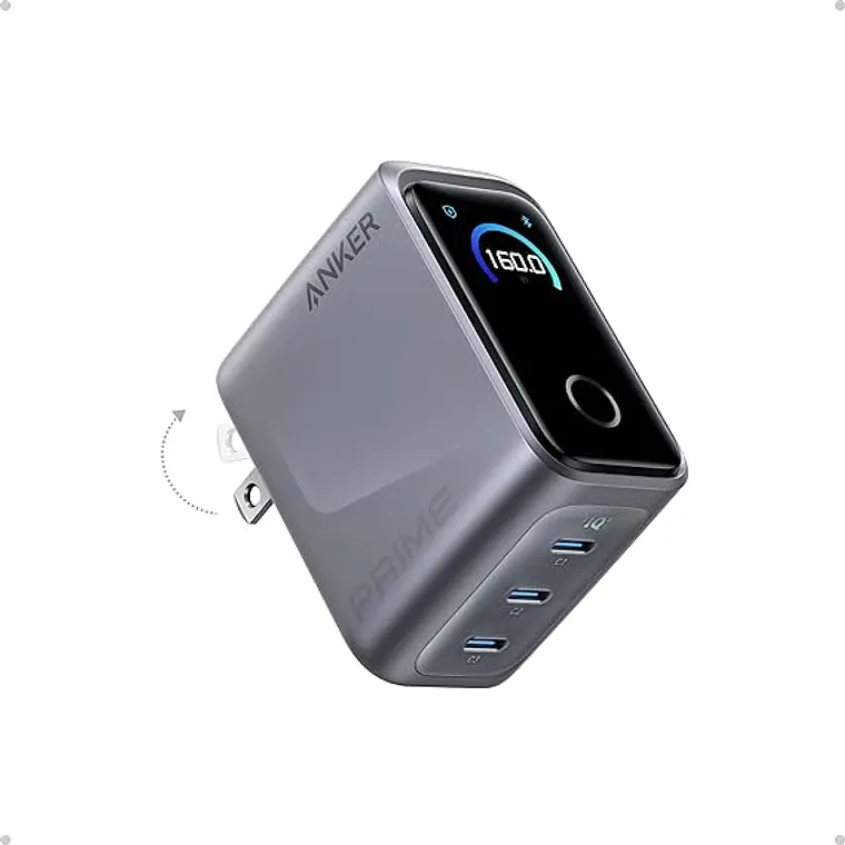 Cargador Anker Prime 160w Gan Con Pantalla Táctil Smart 1
