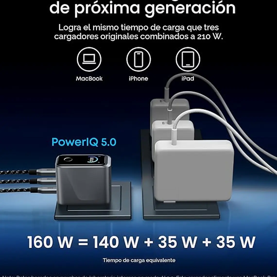 Cargador Anker Prime 160w Gan Con Pantalla Táctil Smart 5