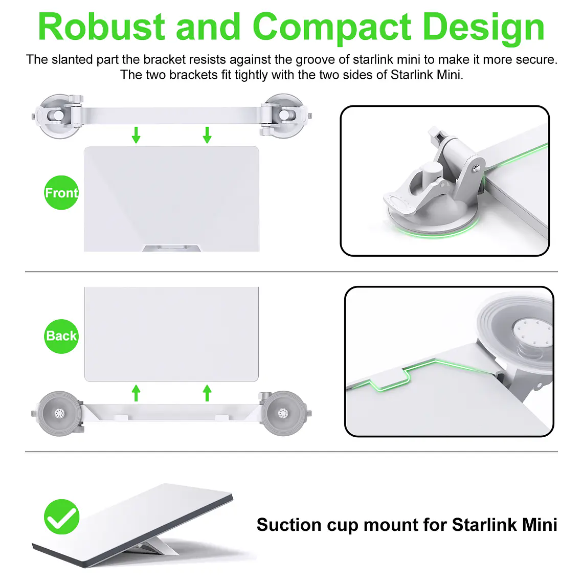 Soporte de Montaje Para Starlink Mini con 4 Ventosas Para Auto y Vidrio - Agarre Fuerte 6