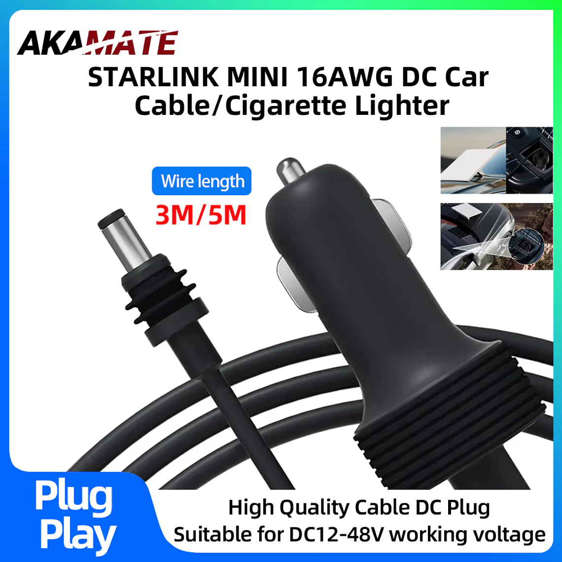 Cargador de Auto Para Starlink Mini 12V - 48V  - 5 Metros 2