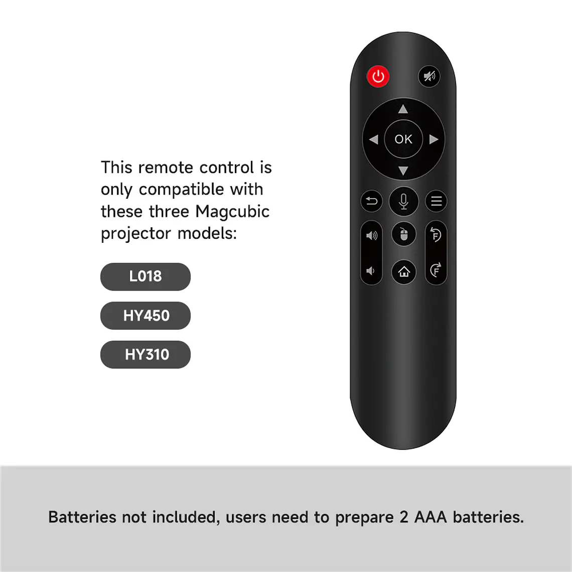 Control Remoto para Proyector Magcubic L018, HY450, HY310, HY350, HY260Pro 3