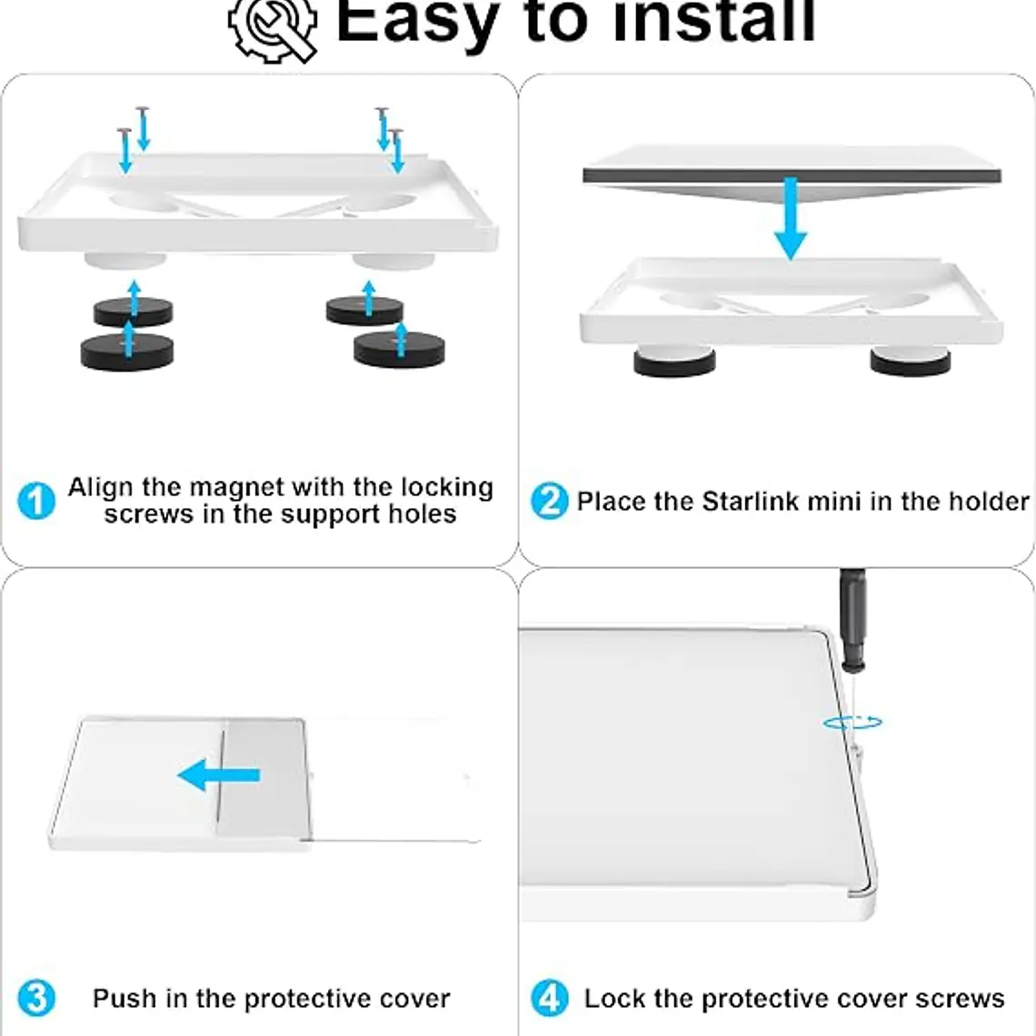 Soporte de Techo Magnético Para Starlink Mini Para Vehículo - Con Cubierta Protectora Color Blanco 2