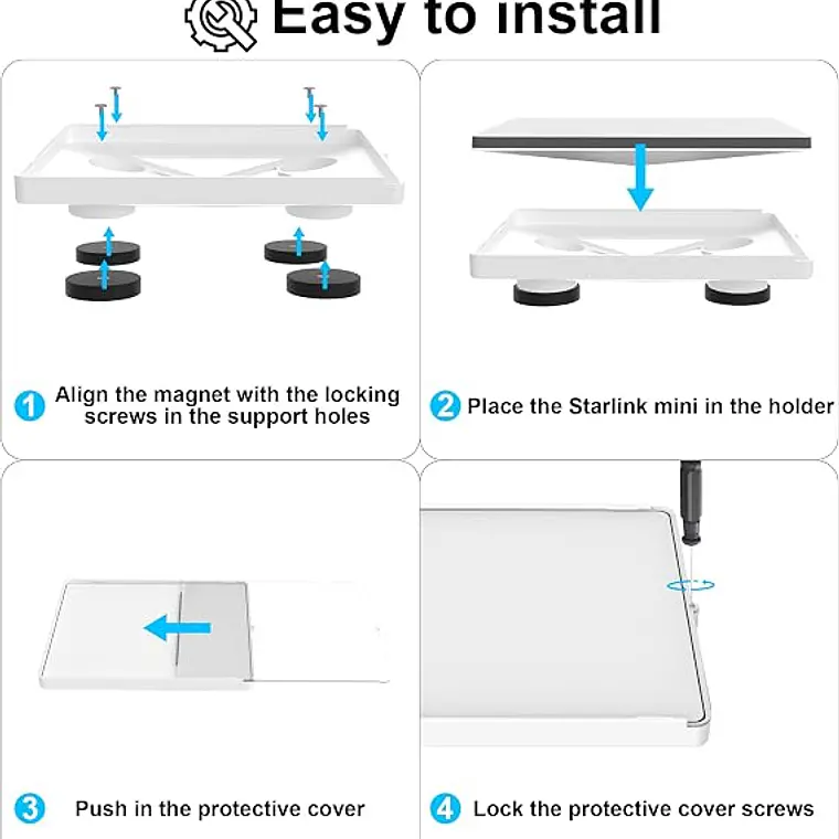 Soporte de Techo Magnético Para Starlink Mini Para Vehículo - Con Cubierta Protectora Color Blanco 2