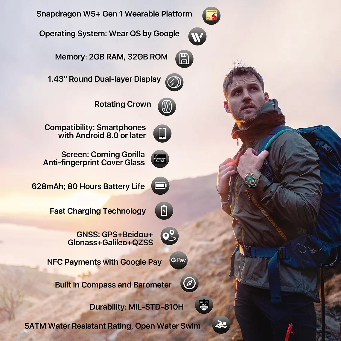 TicWatch Pro 5 Sandstone - Smartwatch  Wear OS by Google 5