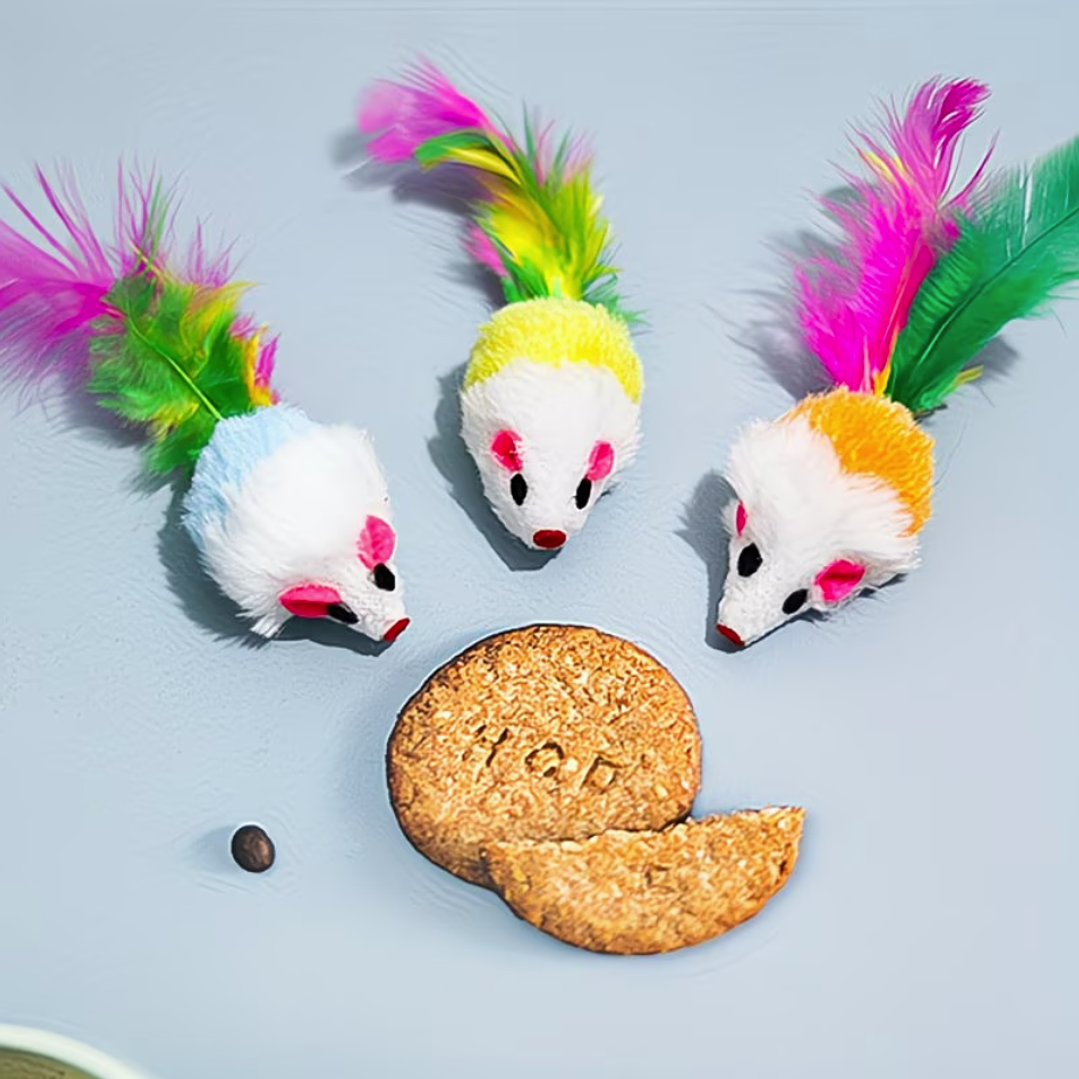 Juguete Raton con Plumas Set x5  3