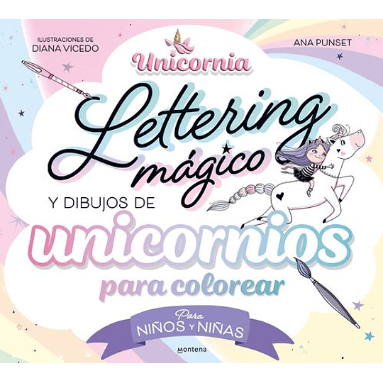 Lettering Magico Y Dibujos De Unicornios Para Colorear
