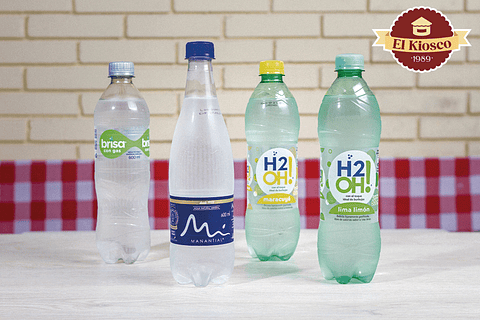 Agua en botella con gas, sin gas y saborizadas