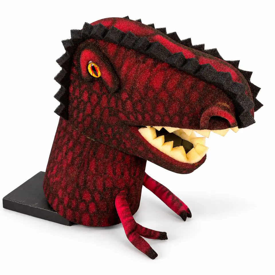 Títere de gomaespuma Dinosaurio Rex Rojo 1