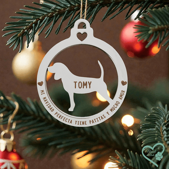 Adorno Navidad Blanco Beagle