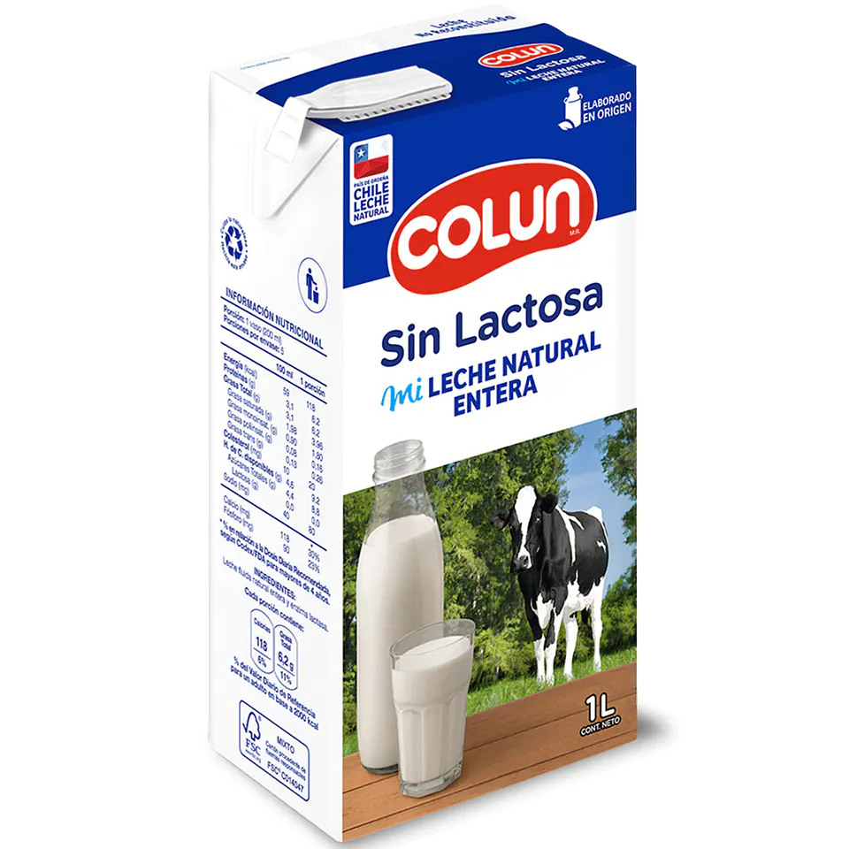 Leche Colun Entera Sin Lactosa 1 L 1
