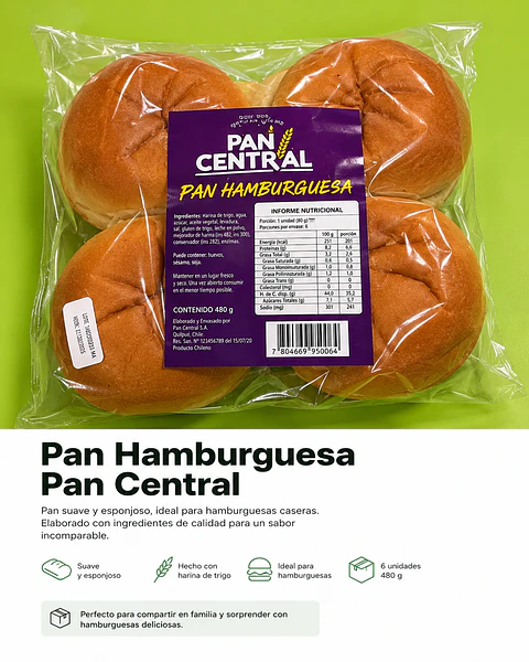 Pan Hamburguesa Pan Central 480 g