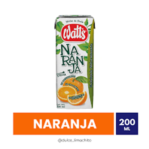 Watts Jugo Colación Sabor Naranja Caja 200 ml