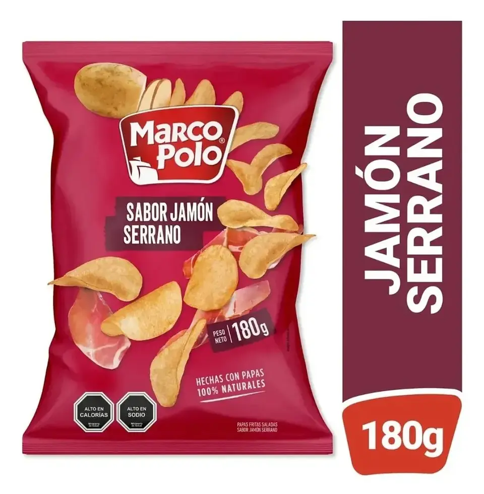 Papas Fritas Sabor Jamón Serrano Marco Polo 180 g 1