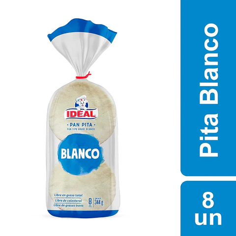 Pan Pita Blanco 8 Unidades 344 g
