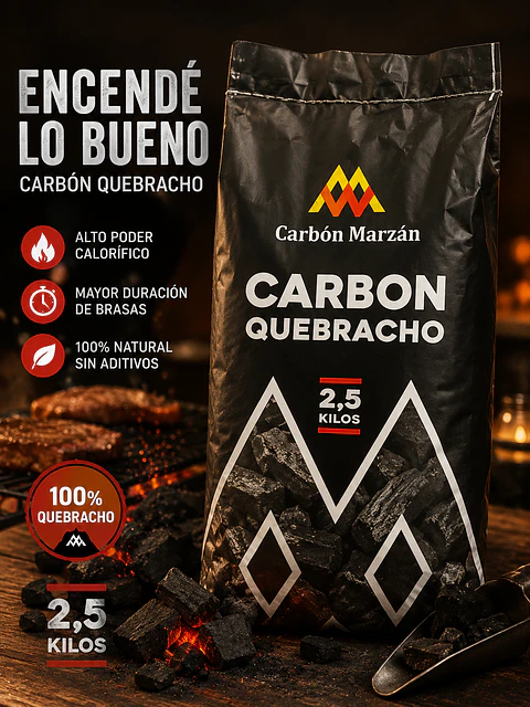 carbón quebracho 2.5 kgs