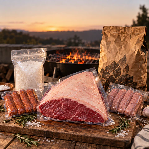 Pack Parrillero: Punta de Ganso + Chorizo + Longaniza + Carbón + Sal