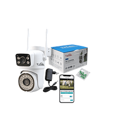 Cámara De Seguridad Inteligente Monitoreo Doble Lente Wifi Color Blanco