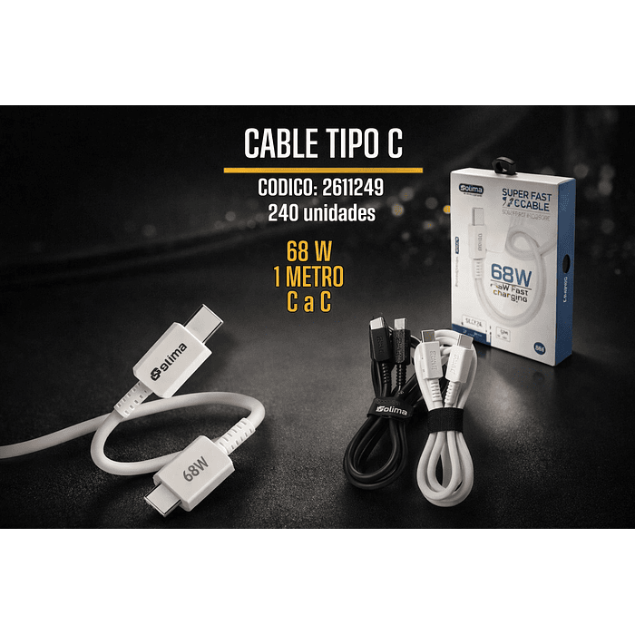 Cable Tipo C a Tipo C (68W)