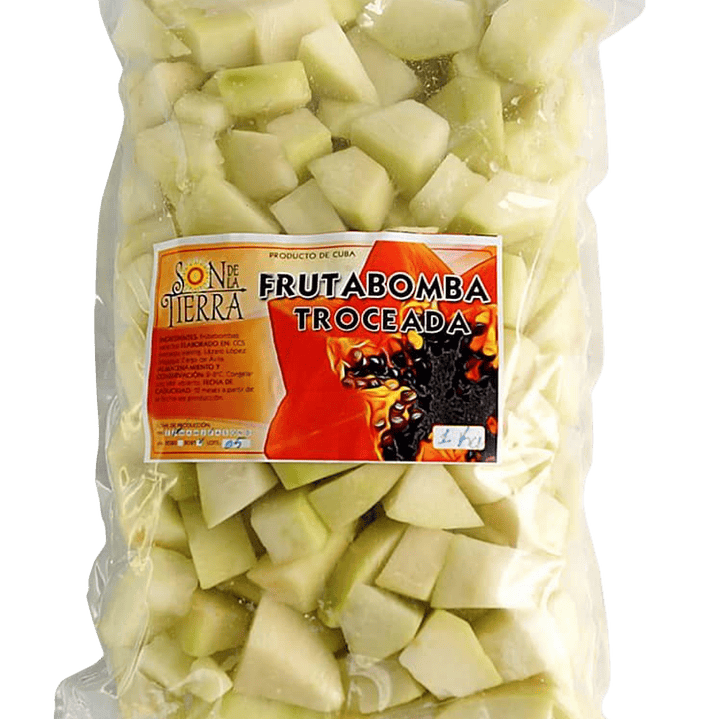 Frutabomba o papaya verde pelada y troceada 1