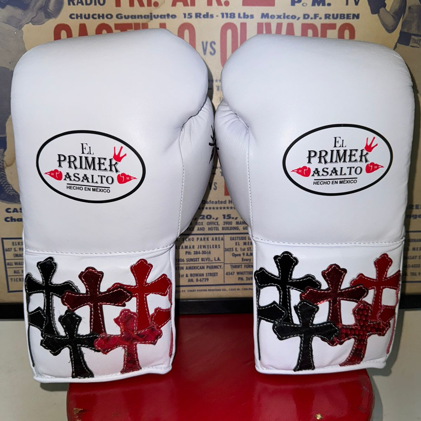 Guante de Box Cruces Blanco 14 oz. 2