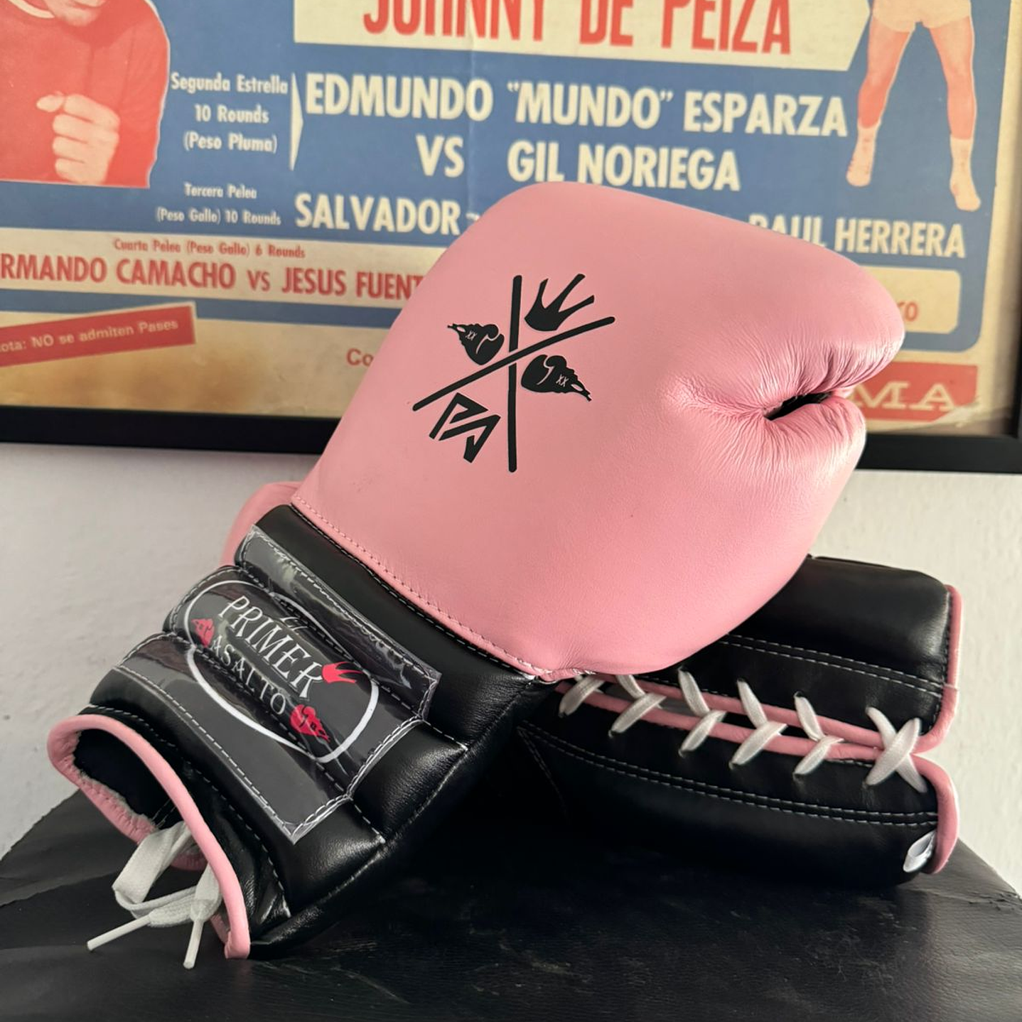 Guante de Box Tradicional Rosa/Negro 14 oz.