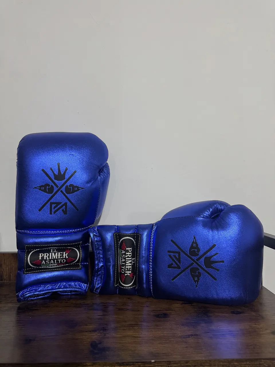 Guante de Box Azul Metalico 14 oz. 2