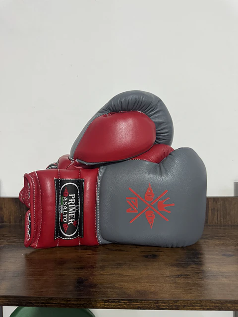 Guante de Box Gris/rojo 14 oz.