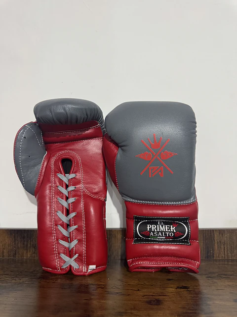 Guante de Box Gris/rojo 14 oz.