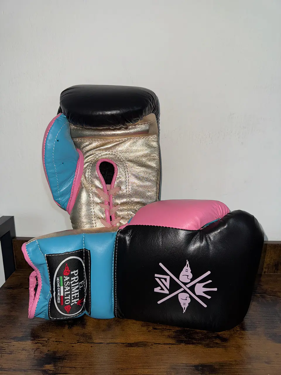 Guantes 14 Oz. Dorado/Rosa 1