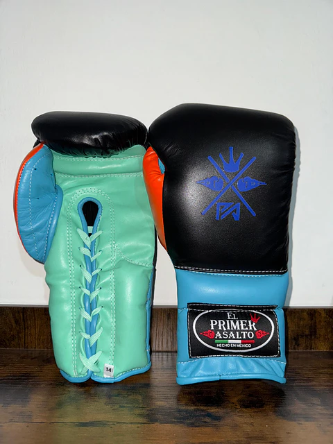 Guantes 14 Oz. Verde claro / Azul