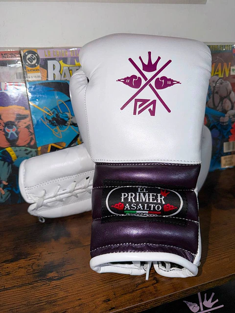 Guantes 14 oz Blanco/Morado