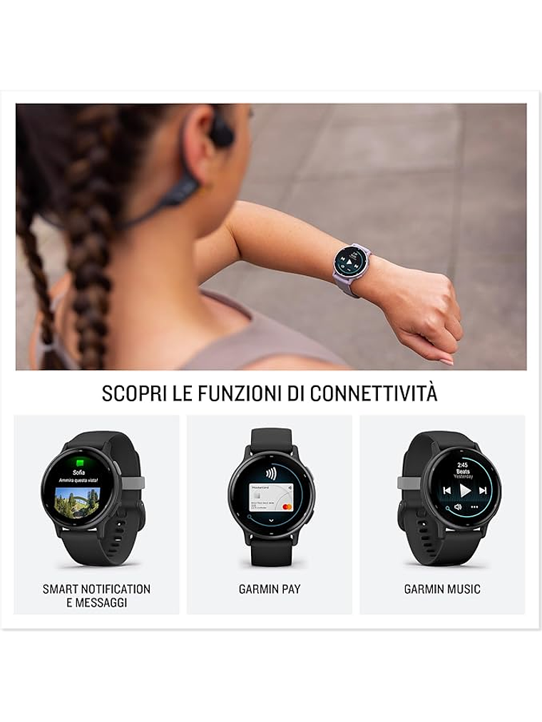 Garmin vívoactive 5, reloj inteligente GPS de salud y fitness, pantalla AMOLED, hasta 11 días de batería, azul marino 2